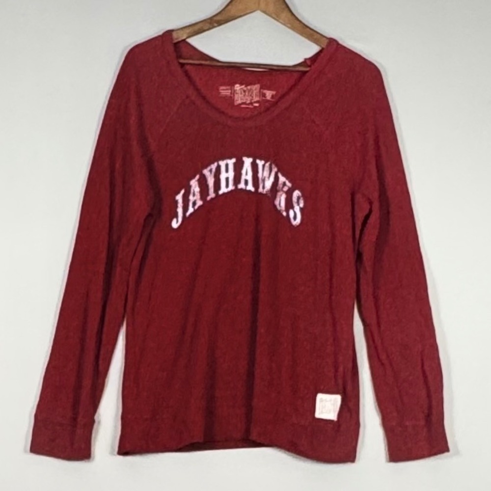 Original Retro Brand Kansas Jayhawks Women Large Red Lightweight Sweatshirt USA
